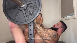 Coach Fuck Furry Beefcake on Gym Bench