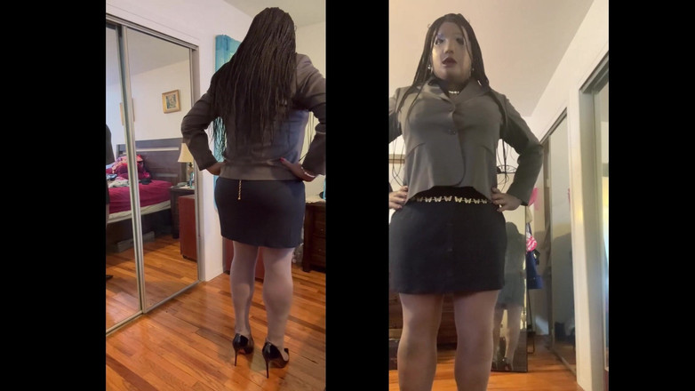 Deanna Doll: Schwarzes schätzchen Danae im herrischem business-outfit