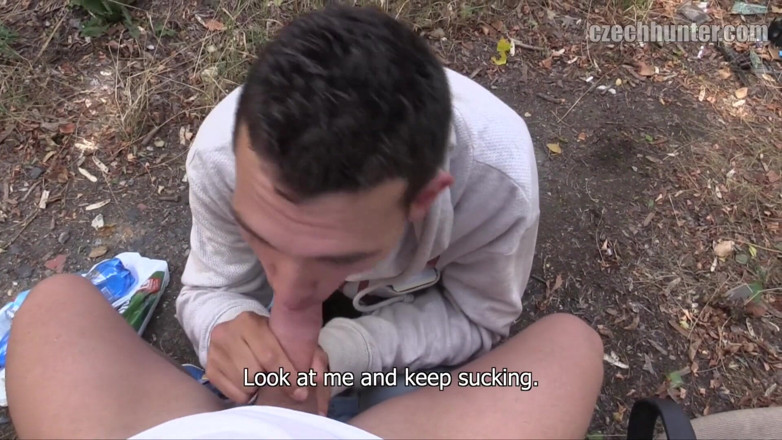 Czech Hunter: Czech Hunter Offers Broke Bartender 'ca'sh for an Outdoor Blowjob