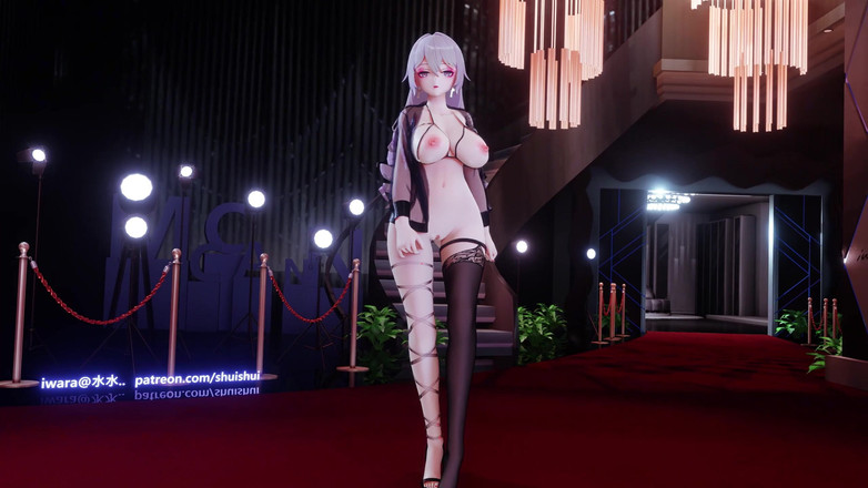 MikuMotion: [mmd] hot Pink bandagem de perna única seda preta