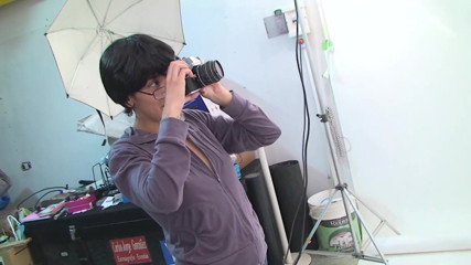 SEXUAL SIN TEENS: Latina photographer taking photos of a teen in her studio....