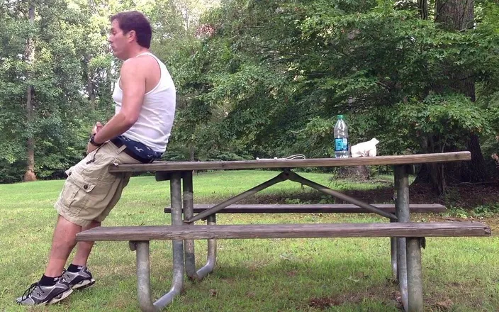 TJenner: Outdoor Park Jerking off and Cumming in the Picnic Area