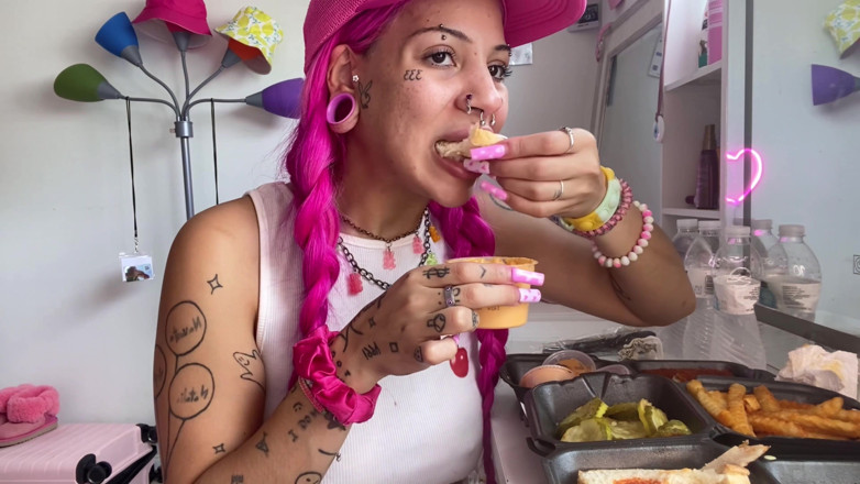 Nali Marie: Spicy Food Mukbang Overeating Facestuffing Petite Girl Eating Hot Food...