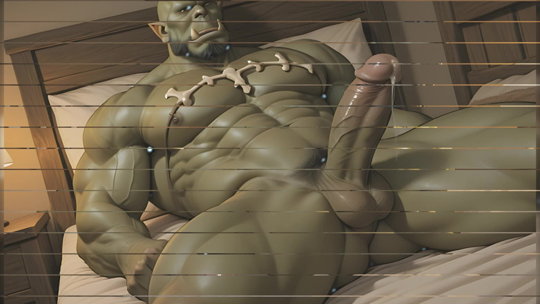 LustMen: Orc Shaman Solo Spreading Warm Precum Down Shaft