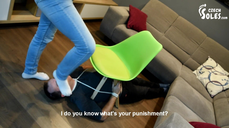 Czech Soles - foot fetish content: Tied up and made to smell Megan's socks - part 1