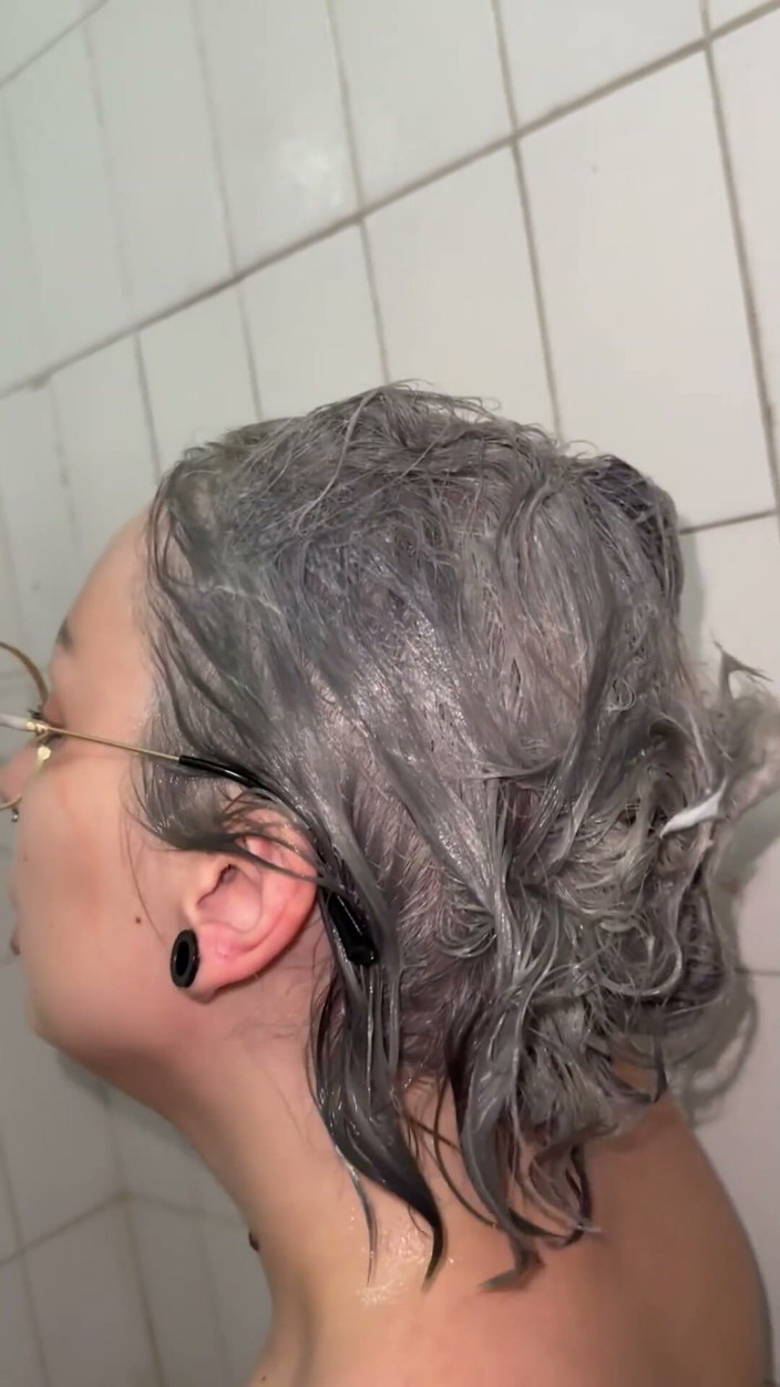 lanalovacutie: Washing Hair with New Mask Shower After Long Day
