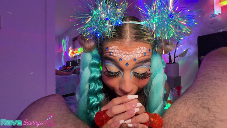 Rave Bunnys: Lilith Grace Rides Brian Omally's Cock with Glow Sticks Packed...