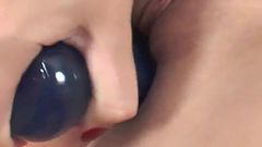 Beautiful Busty Girl Fucks Her Pussy and Ass with a Dildo