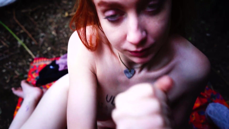 Ginger Autumn's Organic Porn: Hairy Ginger hippy teenager begs for outdoor blowjob and sex