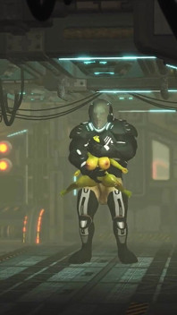 Sexo extraterrestre en una nave espacial. Hembra extraterrestre verde es follada por un gran monstruo