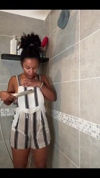 From Dry to Wet Under a Shower Tease
