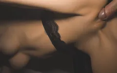 From Each Thrust of the Dick, Her Stomach Bulges Out, and Big Natural Tits Bounce. Hard Fuck with Cum Inside