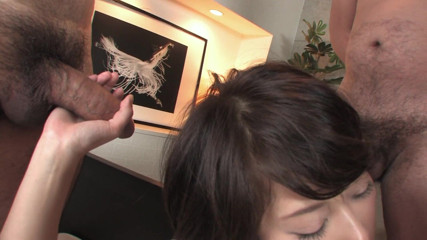 GangAsia: Gorgeous Japanese lady takes on three hard and hairy cocks