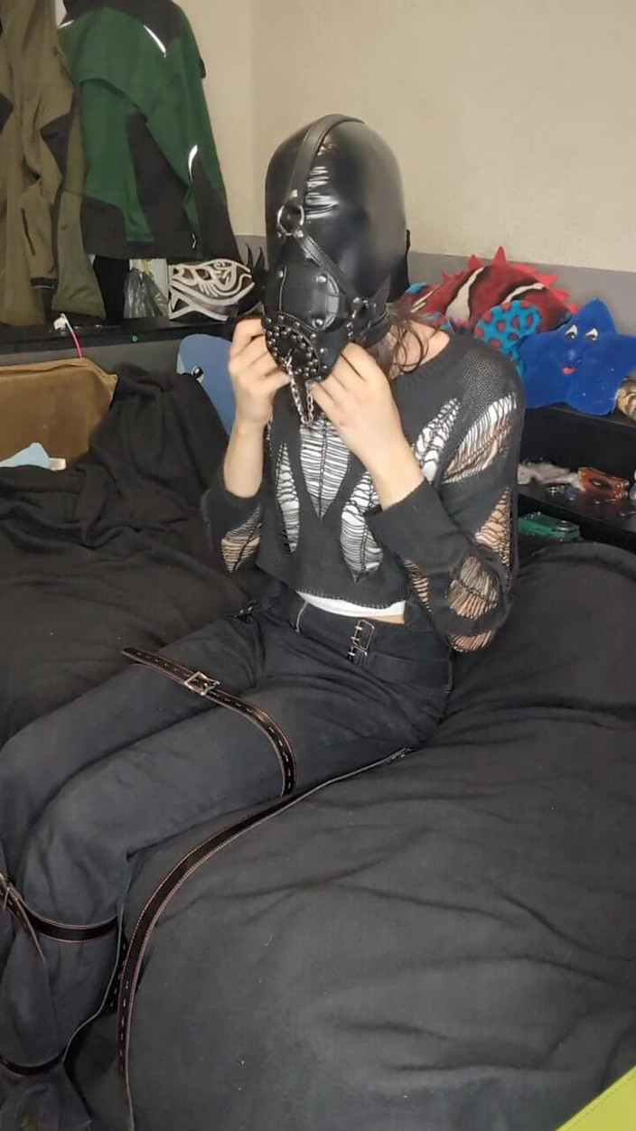 AJ_the_catgirl: Trying Head Harnes Hogtie