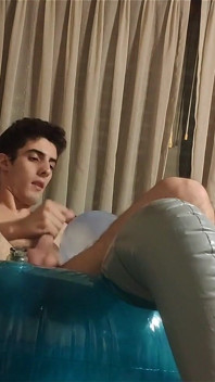 Blowing up Party Balloons on My Aqua Blue Inflatable Unicorn