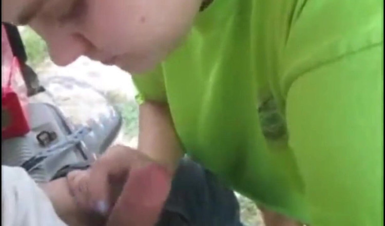 Fat House Wife: Hot wife in front yard sucking hard dick &amp; swallowing mouth...