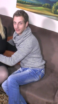 German BBW Blonde Enjoys Wild Sex on the Sofa