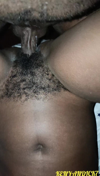 Kenyan Dick: Fucking Sexy Petite Ebony Chic with Hairy Pussy