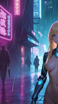 一个未来主义的世界与美丽的女人和半女