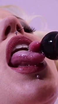 Solo Blonde Dildo Play