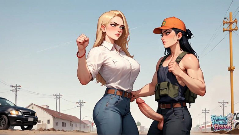 Femboy Hentai Haven: Трансвестит в тугих чернокожих штанах и зеленую футболку наклоняется назад в величайшем порно фембой XXX!