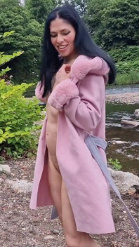 Outdoor Naked, Gaping My Pussy in Close up and Pissing