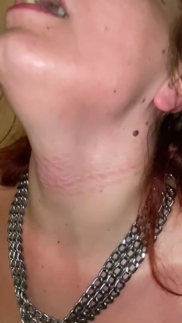 Elena917: Oil, chained neck, hard face and tits slapping, flogging, belt...
