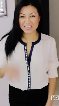 Asian Housewife Jackie Lin Give Mailman a Blowjob