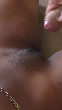 Beautiful Black Hairy Pussy Covered with Thick Cum