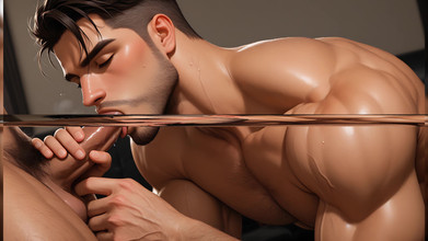 LustMen: 筋肉質なフェラチオアクションシークエンス