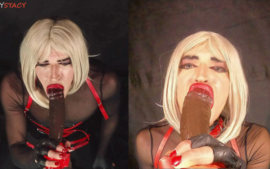 sillystacy: Sissy Practices Deepthroating BBC