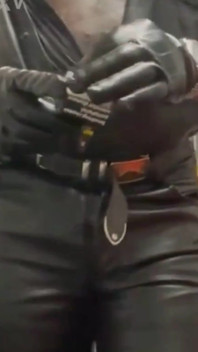Leather Muscle Dad Smoking Solo Cock Scene