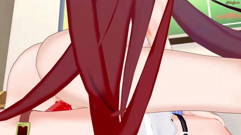 Hentai Smash: Hu Tao chevauche le gode ceinture d'Amber jusqu'à l'orgasme - Genshin...