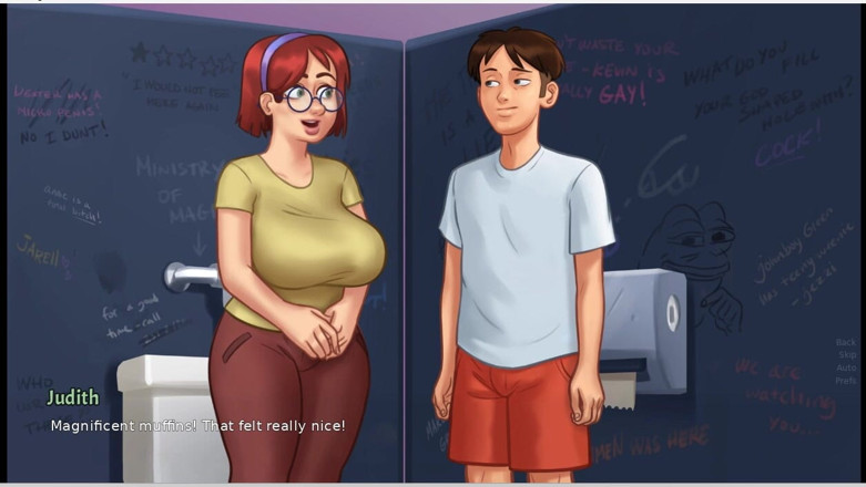 XXX Games Bunk: Summertime saga - gameplay - rollenspel - taboe - Judith Big doorhangende borsten drukken...