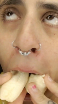Naughty Eating Fetish Banana Piercings Big Lips