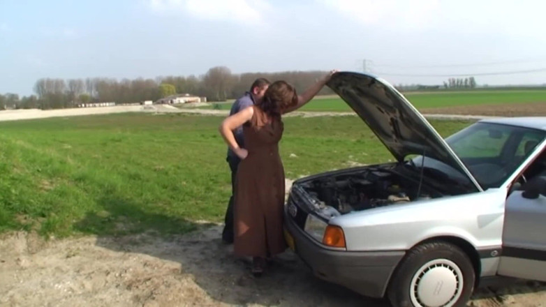 Mature Climax - 100% Mature Videos: Big mature brunette in sexy outfit fucking outside
