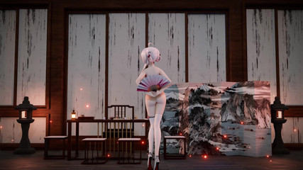 MikuMotion: [mmd] 弱音 寄明月 古风情趣旗袍诱惑舞女