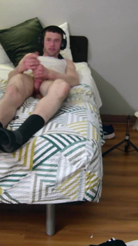 Laying Down on Bed Jerking off with Socks on See My Size 15 and Massive Legs as U