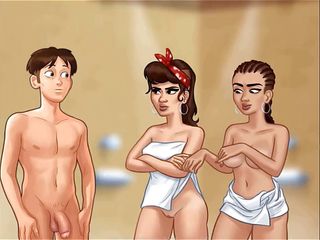Cartoon Play: 夏日传奇 第13部分 - 在大学淋浴时硬