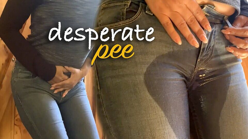 Jazmin Couldn't Hold It She Pisses in Her Pants! Desperate Pee!
