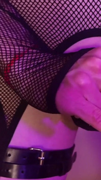 Trans Cum Hard in Fishnet
