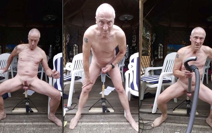 Daddy exhibitionist jantje: Grandpa Daddy Public Outdoor Vacuumcleaner and Dildo Machinefuck Cumshot Sexshow 2