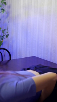 18 Y.o. Girl Rubs Her Pussy on the Table and Fucks