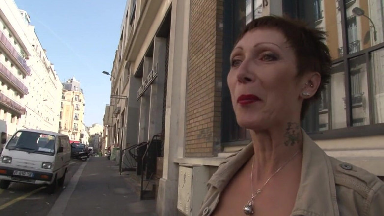 Nude in France: Middle aged slut hits the streets in search of cock