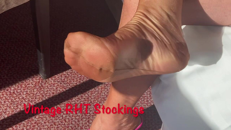Mrs Mature Feet: Mrs Mature Feet in White Girdle and Rht Stockings