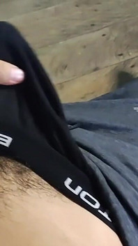 Horny Guy Playing with His Huge Throbbing Bulge in Underwear Ends up Moaning Until Orgasm