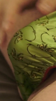 Green Satin Grinch Thong Play
