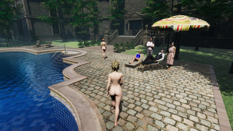 3D Cartoon Porn: Andělé probuzení 12 - nahé plavání a lesbický polibek v měsíčním bazénu