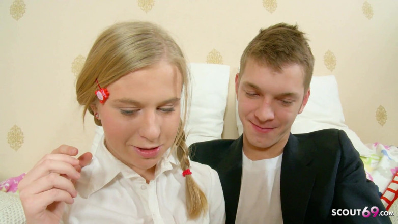 Full porn collection: Candid blonde skinny teen learns with her step brother and...