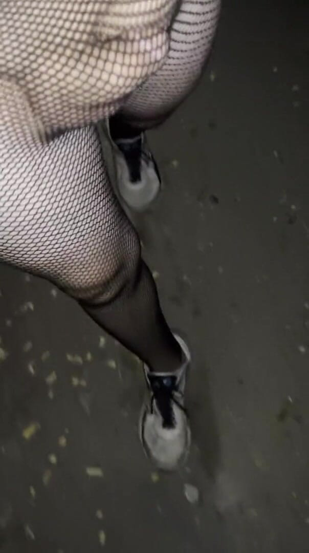 Apomit: Night walking in pantyhose close road teen boy flash no...